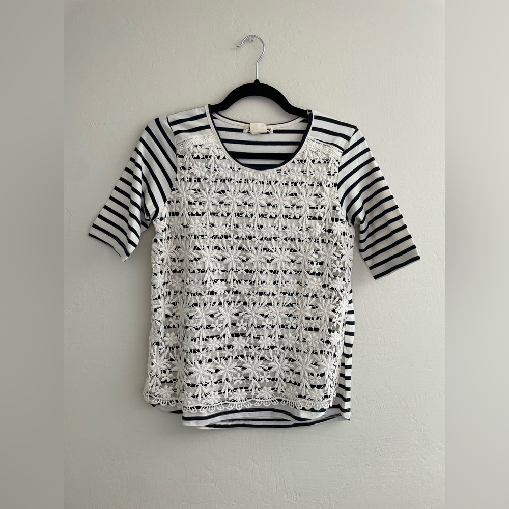 Knit and Lace Stripped TShirt NWT